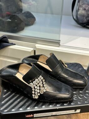 Stuart Weitzman Black Leather Irises Loafer Pumps Size 6M